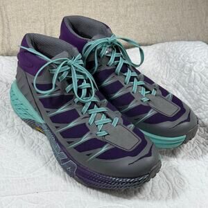 Hoka Men's 11 Speedgoat Mid WP Purple Aqua Waterproof Trail Hiking Shoes Boots